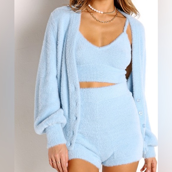 NWT L Space Blue Fuzzy Daydreaming Cardigan Revolve Anthropologie - Picture 5 of 8